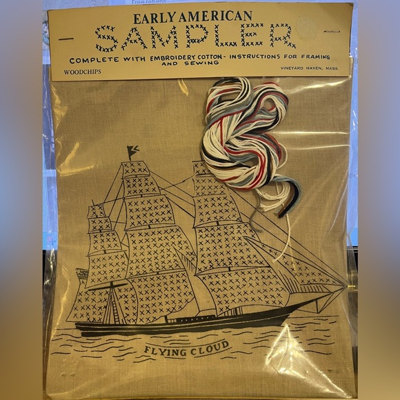 NEW Vintage Woodchips Early American Embroidery Sampler Kit Flying Cloud - Picture 1 of 2